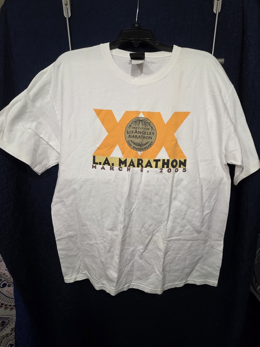 Hanes White Short-Sleeve L.A. Marathon Graphic Tee with Orange Print
